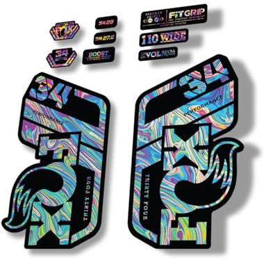 Gabel Ersatz Aufkleber kompatibel für Fox 34 2021 Performance Series Oil Slick 1 (matt)