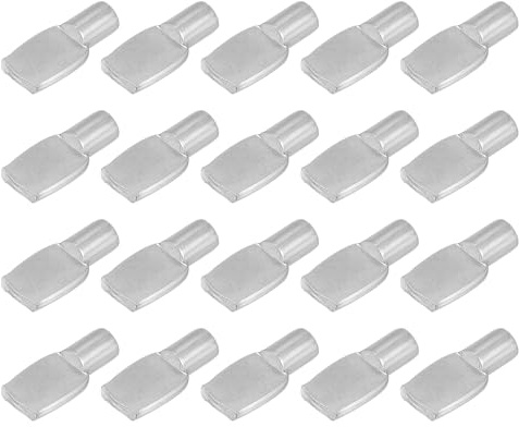 QUARKZMAN 60pcs 7mm Support Consoles et Taquets Métal pour Étagère Argenté | Support Étagères Placard Métal Nickelé en Forme de Cuillère pour Bibliothèque Meubles Armoire Étagère de Garde-Manger Cuisine