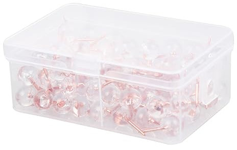 SEWACC 100stücke Transparente Pushpins Roségold Praktische Pinnwandnadeln Für Karten Büro Und -projekte Dekorative Wandnägel Für Schule Und Zuhause