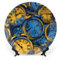 GFLFMXZW Assiette décorative en porcelaine anglaise avec support de présentation - Horloge bleue et jaune - Assiettes décoratives rondes en céramique - Décoration murale pour la maison et le bureau -