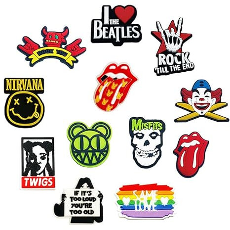 Rock and roll Shoe Charms for Teens 11pcs Cute Shoe Decoration Charms for Shoes Bracelet Wristband Clog Sandals Party Favors Gifts Adults