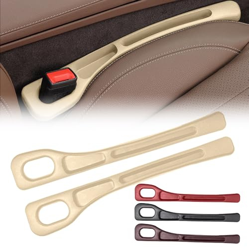 Aufbewahrungsbox für Autositze, 2024 Neuest Autositz Gap Organizer, Car Seat Filler Universal Lückenfüller Organizer für Kleinigkeiten Handys (Beige, 2 Stück)