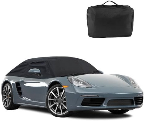 Opaltool Halbgarage für Porsche 718 2016-2024, 600D Luxus Schwarz Maßgeschneidertes Autogarage Softtop Halbabdeckung