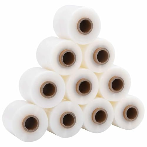 vidaXL Stretchfolien 10 Stk. Transparent 23 μm 10 cm x 300 m, Verpackungsfolie, Palettenfolie, Möbelfolie, Wickelfolie, Packfolie, Möbel-Wickelfolie