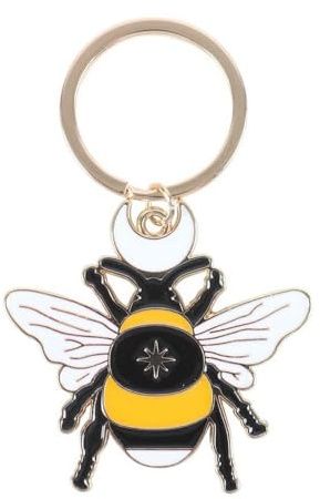 Something Different Forest Bee Enamel Keyring (One Size) (Black/White/Yellow)