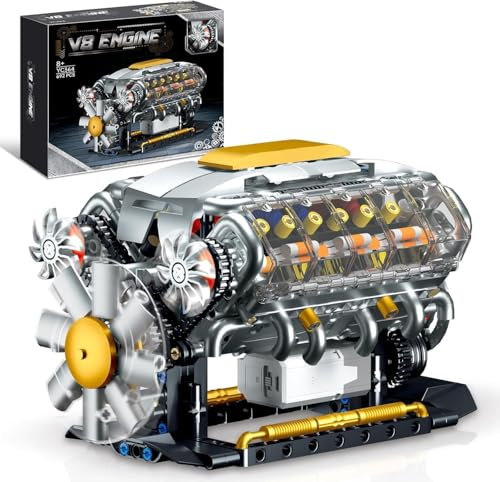 TOY PLAYER Ideas V8 Engine Building Kit for Adults, Building Block Set for Own MOC V8 Engine Model for Exhibition, Compatible with Lego for Boys 8-14, STEM Building Project for Kids 692PCS