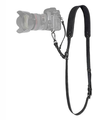 Padwa Lifestyle Black Frosted Single Camera Harness Strap for One Camera - Professional Single Full Grain Leather Camera Harness,Thick Padded,Quick Release Gear DSLR Camera Straps for Photographers