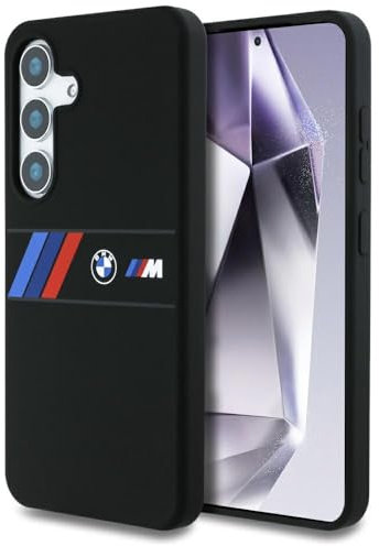 CG MOBILE BMW Silicone Middle Tricolor Stripesc Hülle für Samsung Galaxy S25 kompatibel mit MagSafe Schwarz