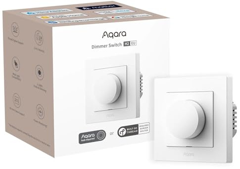 Aqara Dimmer Switch H2 EU - White (KD-R01D) | Protocolo Thread/Zigbee, regulable, compatible con Apple Home, Alexa, Google y Matter