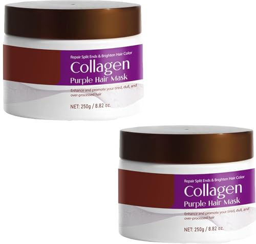 Lila Kollagen Haarmaske,Kollagen Hair Maske, Haarbehandlungsmasken,Deep repair Kollagen Haarmaske für trockenes, geschädigtes Haar, Nähren und Erhellen Das Haar (2PCS)