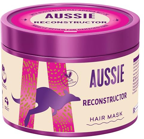 Aussie Reconstructor Hair Mask 500ml to Revive and Moisturise Dry and Damaged Hair, Leaving it Smooth and Soft, Infused with Australian Macadamia Nut Oil, Vegan and Cruelty-Free