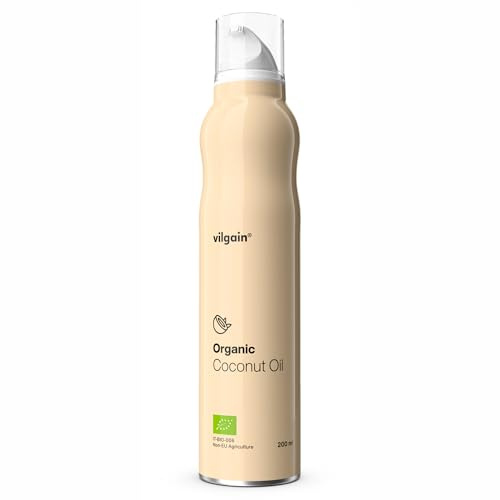 Vilgain Kokosnussöl Koch Spray BIO 100% Kokosöl MCT Anteil Praktischer öl Sprühflasche Ideal für Pfannkuchen ökologisch nachhaltige Produktion Vegan Ohne Zuckerzusatz Cooking Oil Spray, 200 ml