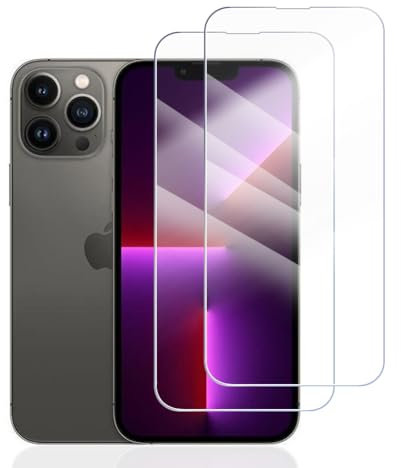 Hhfcryst Verre Trempé pour iPhone 13 Pro Max, 2 Pièces de Protection d'écran Dureté 9H Vitre, Transparent HD, Sans Bulles Film Protection écran