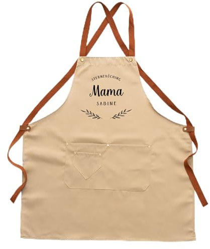 Firebox Personalisierbare Schürze mit Kranz und Text schwarz – Stylischer Kochschürze - für Küche und Grill – Mit eigenem Design, Namen oder Spruch personalisierbar - ca. 72 x 67 cm