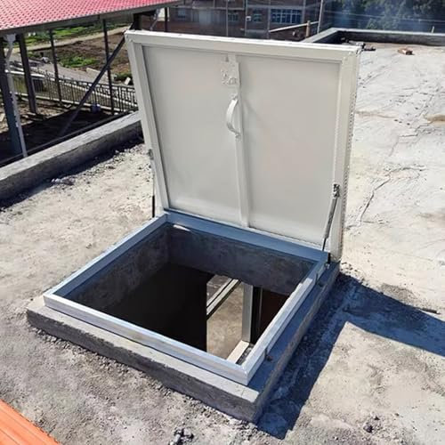 Botola sul Tetto Portello di Accesso al Tetto per Impieghi Gravosi, Bianco, Coperchio Impermeabile per Lucernario di Emergenza Sigillato, Tappo per Porta di Sicurezza per Cantine e Seminterrati(70x40c