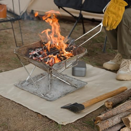 Tapis ignifuge en fibre de verre pour barbecue Protégez votre espace de cuisson extérieur avec facilité (100 x 100 cm)