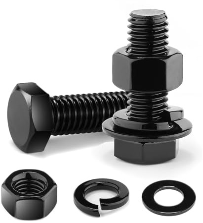 Sechskantschrauben, M8 x 30 mm, Schwarzoxid 304 Edelstahl, Muttern und Bolzen, flache Unterlegscheiben, Muttern und Schrauben, Sortimentsset, 10 Stück Wavanta