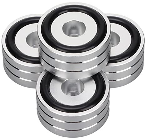 Tnfeeon Lautsprecher Spikes Basismatte Easy Installieren Sie Aluminiumlegierung Isolation Spike Stand Foot, 4pcs für Meter Turntables CD/DVD -Player (Silver)