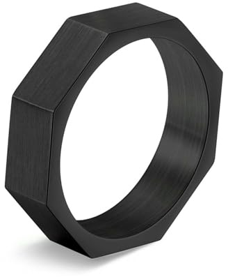 Jpltlvy Achteckiger Ring aus gebürstetem Titanstahl für Männer urbaner minimalistischer Schmuck gravierter geometrischer Band Modern Men's Gift
