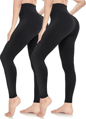 Black Leggings for Women Soft High Waisted Tummy Control Leggings Gym Sports Workout Running Yoga Trousers Plus Size Womens Clothings Ladies Pants Warehouse Deals Clearance(2pcs Black,4XL)