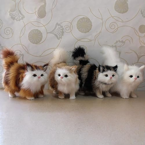 Realistische stehende Katze, Plüsch, künstliches Kunstfell, dekoratives Stofftier-Ornament für Zuhause, Wohnzimmer, Tischdisplay (mehrfarbig)