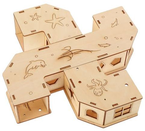 ANDRESLAD Holz Hamster tunnelspielzeug aus Natürlichem Material Sicheres Beißen Kompakt und Platzsparend Glatte Kanten für Verletzungsfreie Nutzung Fördert Aktive Bewegung und Spielerisches