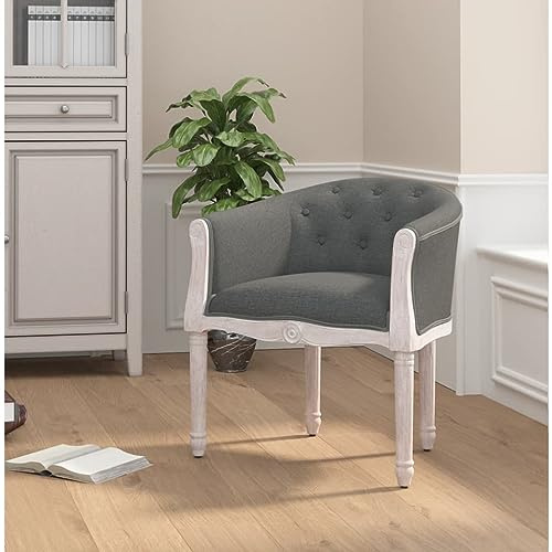 QZZCED Esszimmerstuhl aus dunkelgrauem Stoff, eleganter Esszimmerstuhl mit geschnitzter Rückenlehne und gepolstertem Sitz, französischer Stil für Zuhause