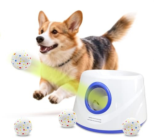 Automatic Ball Launcher, Hands‑free Dog Ball Thrower, Adjustable Distance Dog Fetch Machine (19-45FT), Suitable for Small and Medium-Sized Dogs. Indoor/Outdoor Dual-use launchers for Dog Parents.