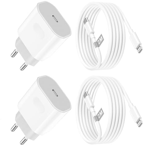 2 Pack iPhone Schnellladegerät und Schnellladekabel Ladekabel für iPhone 14 13 12 11 Pro Max Plus Mini/SE/XR/X/XS/iPad, 25W USB C Ladegerät mit 2M Kabel Fast Charger Netzteil Stecker Adapter