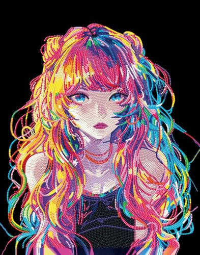 DIAMOND DOTZ Neon 2594364 Anime Girl, Original 5D Diamond Painting Set, Neonfarben und Samt, DIY Diamant Malerei Bilder für Erwachsene und Kinder ab 12 Jahren, Intermediate