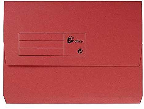 5 Star Document Wallets A4 Folders for Documents Half Flap (50 Pack) Red 285gsm Capacity 32mm File Cardboard Folders