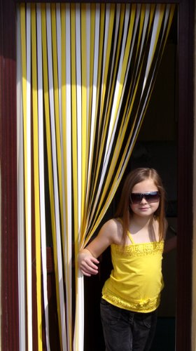 Heavy Duty Window Door Visor, Bug Blind, Fly Blind, Strip Kit – Yellow and White (80 cm)