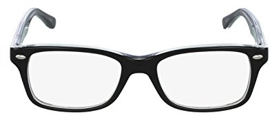Ray-Ban Junior Kids' RY1531 Square Prescription Eyeglass Frames, Black On Transparent/Demo Lens, 48 mm