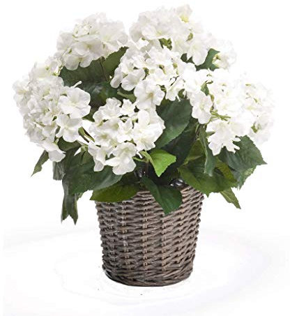 Generisch künstliche Hortensie im Korb weiß H. 45cm D. 20cm Emerald Topfpflanze