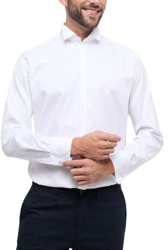ETERNA Modern Fit Cover Galahemd Langarm Kläppchenkragen weiß Größe 43