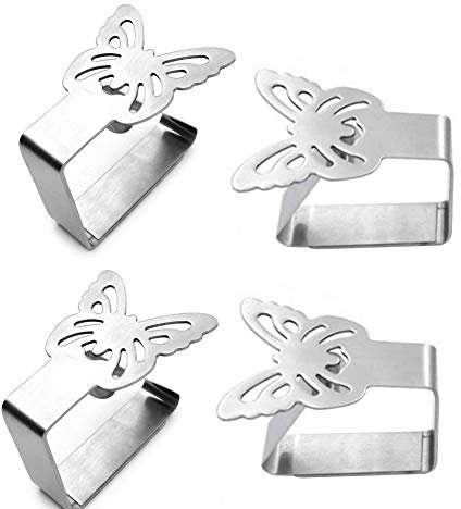 Generic H8IF Mobiut Edelstahl Tischdeckenclips,4 Stück Tischdeckenbeschwerer Tischdeckenklemmen, Schmetterling Tischdecke Clips, Acrylic