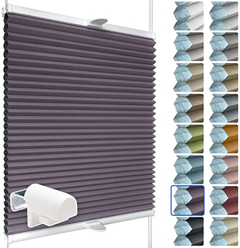 SchattenFreude Waben-Plissee für Fenster | 100% verdunkelnd/Blackout | Mit Klemm-Haltern | Klemmfix ohne Bohren | Violett (Weiße Rückseite), Breite: 45cm x Höhe: 130cm
