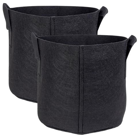 INTIRILIFE 2X Pflanzsack aus Vlies Stoff 26 Liter -7 Gallon- 35 x 30 cm - Pflanzen Übertopf mit Tragegriffen für Garten, Gewächshaus - Pflanzkübel Pflanzgefäß Pflanzbeutel Pflanztasche Kartoffelsack