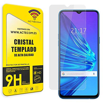 actecom Protector Pantalla Compatible con REALME 5 Cristal Vidrio Templado REALME 5