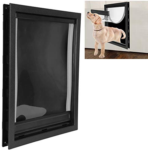 Große Hundetür, magnetische Haustiertür, abnehmbare Schwarze Zwei-Wege-Wand aus Kunststoff für große Haustiere Mittlere Haustiere(Black)