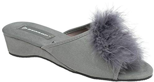 DUNLOP Womens Marilyn Wedge Heel Slipper Mules (3 UK, Grey)
