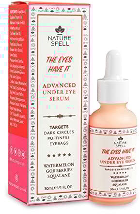 Nature Spell Eye Serum, Targets Dark Circles, Puffiness & Eyebags, Infused with Watermelon & Goji Berries, Vegan, 30ml