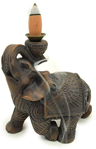 Puckator Peace of The East Brûleur d'encens à refoulement en Bois Effet éléphant – Accessoires de décoration de méditation Zen – Brûleur d'encens en Cascade – Spirituel Feng Shui Gothique Goth