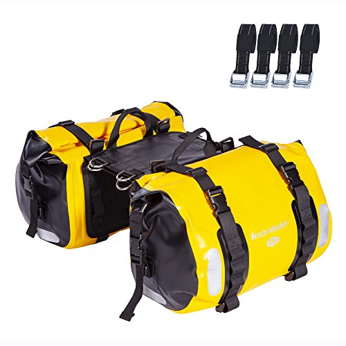 WILD HEART wasserdichte Tasche Motorrad Satteltasche 40L(20L*2 Tankrucksack Motor Seitentasche (Gelb)