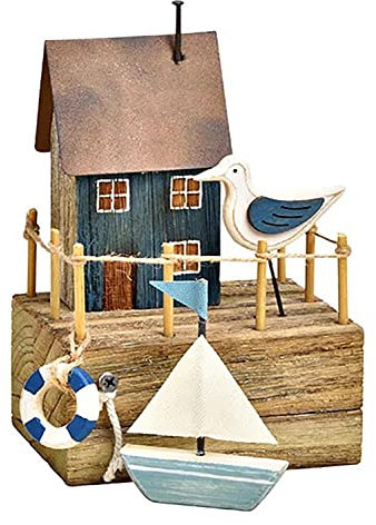 maritime Holz Serie grau-weiss ┼ Schiff/Segler ┼ Leuchtturm ┼ Rettungsring ┼ Bilderrahmen ┼ Deko - Nautic (Bootshaus Blau)