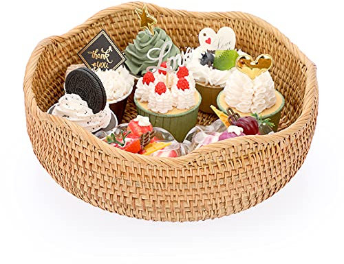 SUMTree Panier de service corbeille à fruits panier d’osier décoration pour table rangement pour cookies,pain,fruits (28CM)