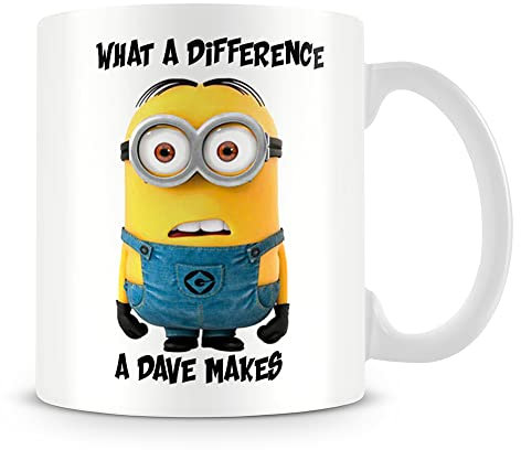 Giftme What A Difference A Dave.e Makes Animation Characters Birthday, Christmas, Secret Santa Coffee Tea Mug Unique 11oz White Ceramic Mug.