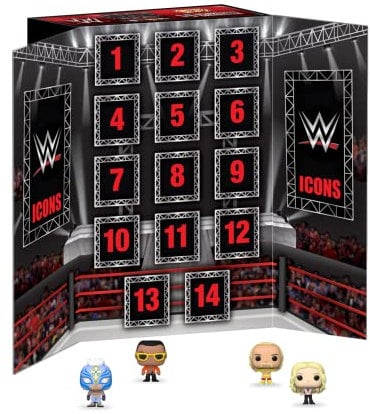 Funko Countdown Calendar: WWE - 2023 14 Days - Featuring Hulk Hogan™, Chyna™, Jerry Lawler®, Bret Hart and More - Adventskalender - 13 Tage Voller Überraschungen - Vinyl-Minifigur Zum Sammelns