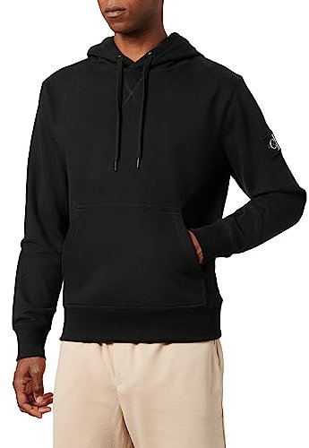 Calvin Klein Herren Hoodie Badge mit Kapuze, Schwarz (Ck Black) ,XL