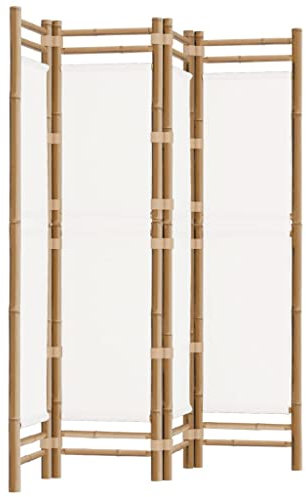 vidaXL Paravent 4-TLG. Faltbar Raumtrenner Raumteiler Trennwand Umkleide Sichtschutz Spanische Wand Wohnzimmer 160cm Bambus Canvas